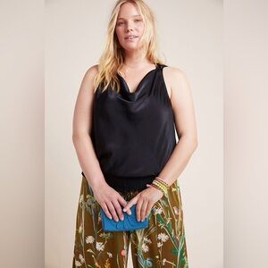 Anthropologie Maeve Alida Cowl Neck Bow Back Blouse In Black Size 22W.